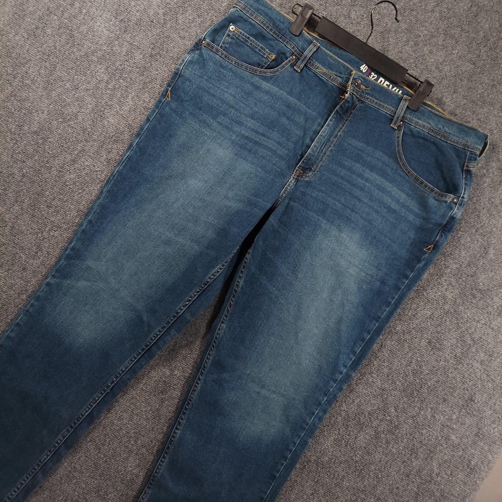 Devil-Dog Jeans Mens 40x32 Blue Medium Wash Regular Straight Stretch Denim Pants